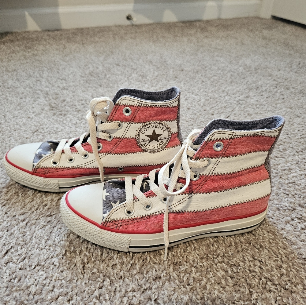 Converse American Flag High Tops Womens Size 7